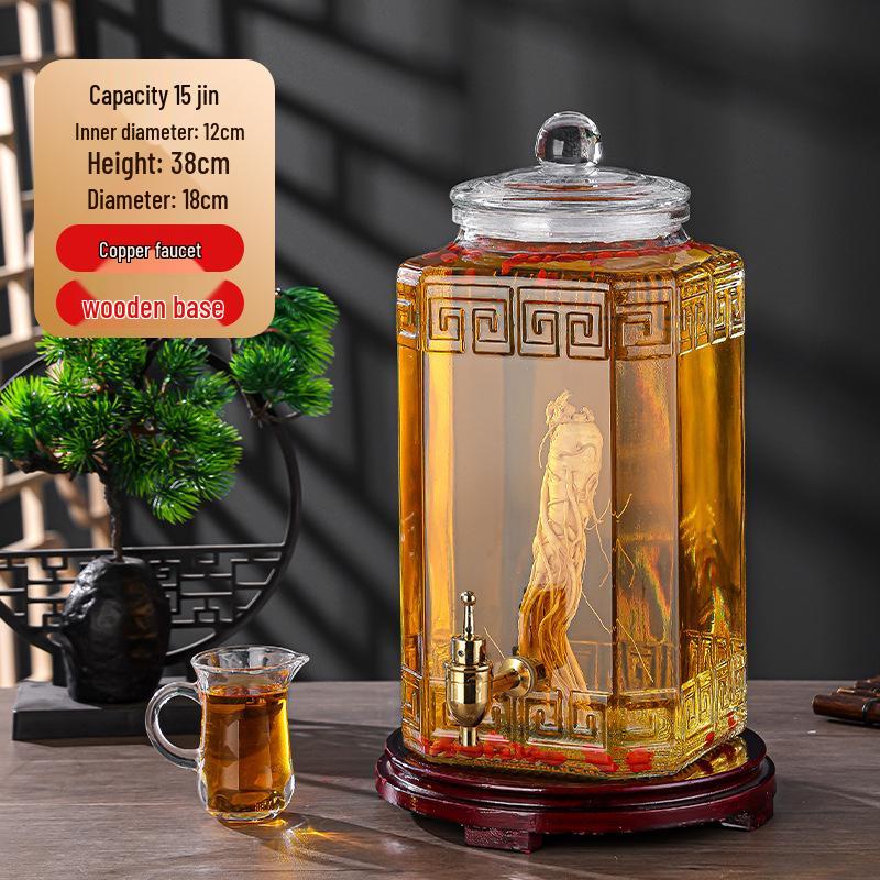 Luxury Sealed Wine & Baijiu Soaking Jar with Faucet for Household Use