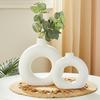 Modish Ceramic Donut Shaped Vase | for Unique Home Decor (Pack of 2 | White)