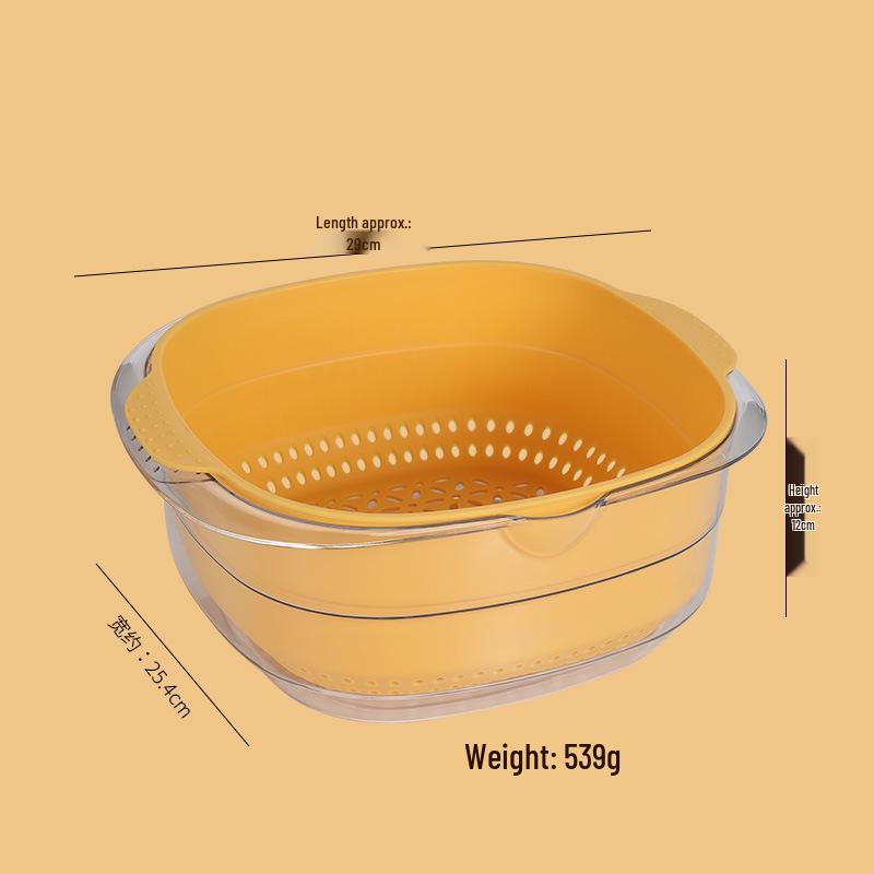 Transparent PET Plastic Multi-purpose Draining Basket - Drop-Resistant, Dustproof, Ideal for Vegetables & Fruits