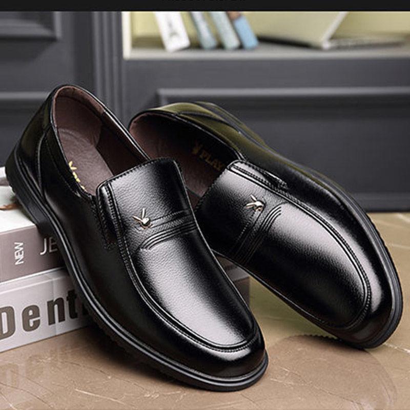 Real Soft Leather Men's Business Dress Leather Shoes Non-slip Breathable Soft Sole Work Leather Shoes Men's Trend