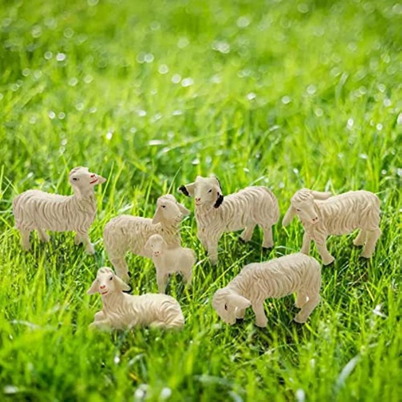 Miniature Garden Figurines Garden Sheep Statues Outdoor Decor Garden Art Outdoor for Fall Winter Garden Decor