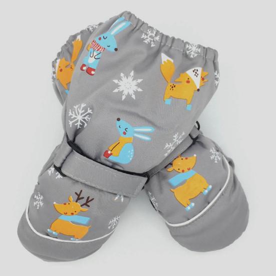 1 Pair Kids Snow Gloves Water Proof Adjustable Fastener Tape Hanging Buckle Windproof Riding Gloves for Daily Wear