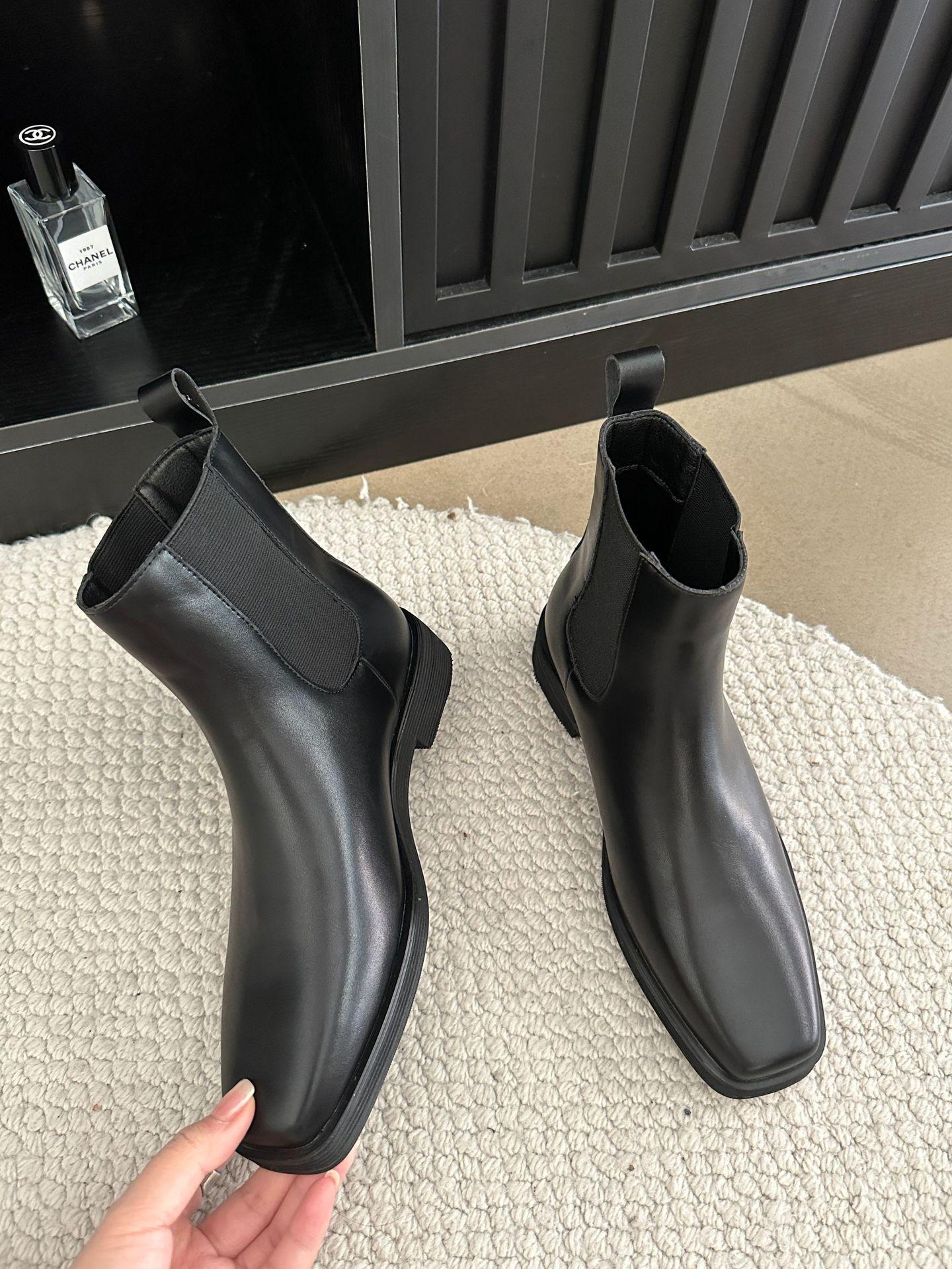 

2025 осень и зима новый стиль короткие ботинки темперамент квадратный носок эластичность тонкий толстый каблук толстая подошва ботинки Мартин женские 40