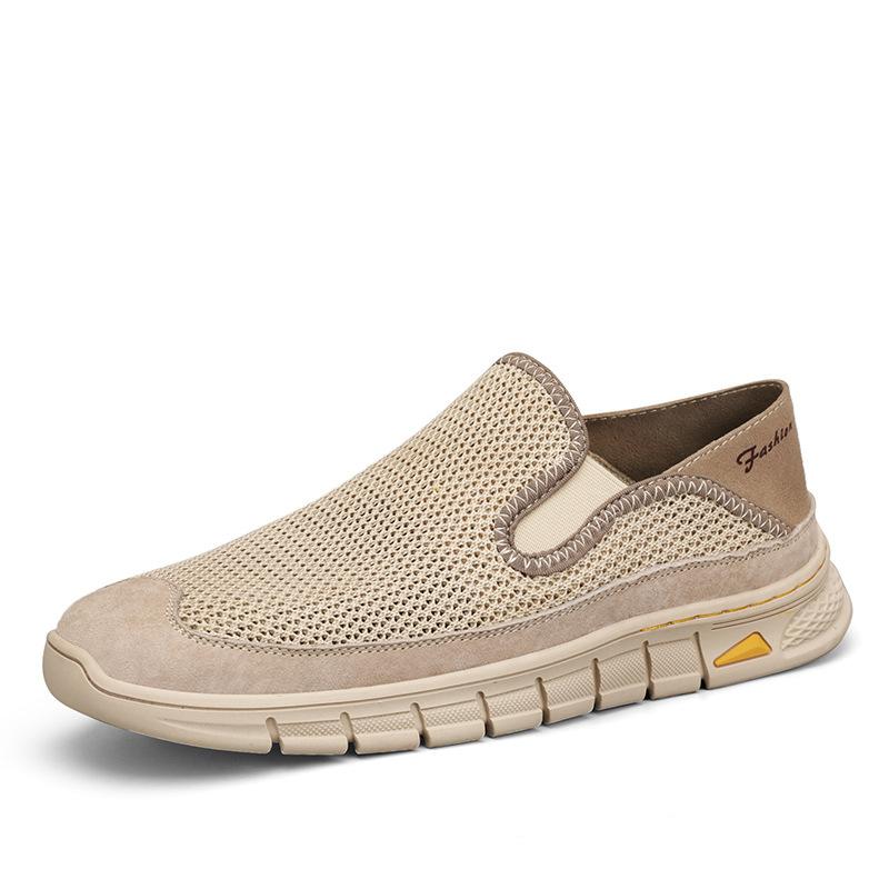 Shoes Men's Spring and Autumn 2025 New Leather Mesh Men's Shoes Daily Sports Casual Running Sneakers Jinjiang Shoes