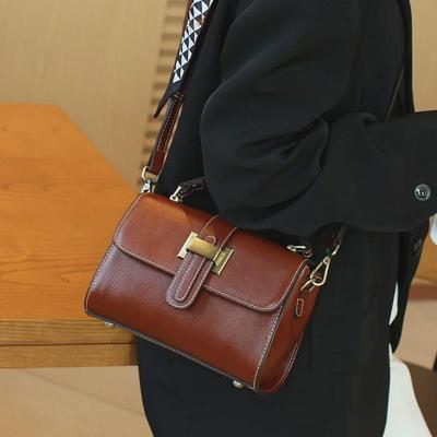 2024 Autumn/Winter Retro Fashion Women's Genuine Leather Shoulder Bag - Versatile Small Square Messenger Handbag