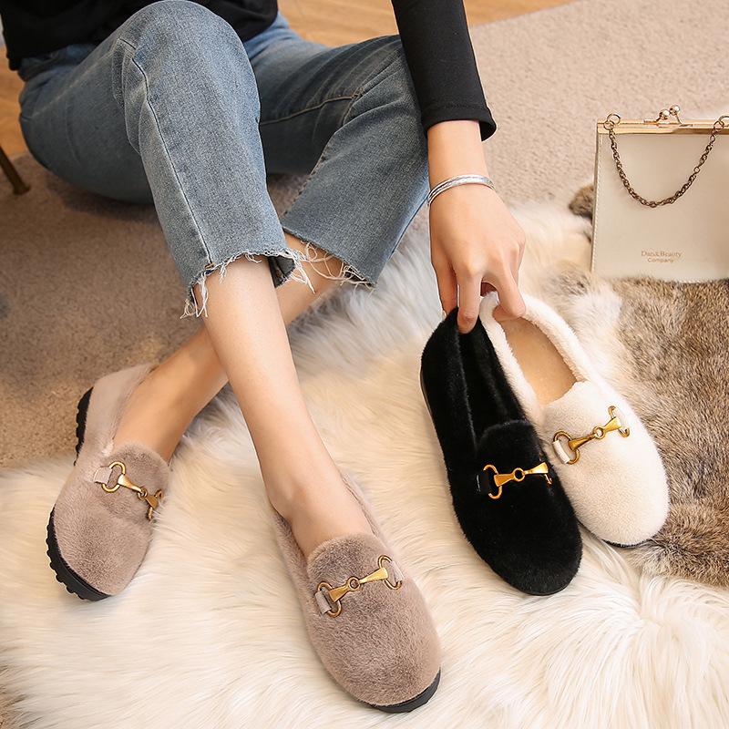 Mao Mao Shoes Women's Winter Wear 2025 Mink Hair Doudou Shoes Thick-soled Velvet Thermal Cotton Shoes Large Size Velvet Thicker