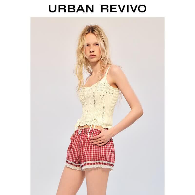 UR Women s French Style Hollow Knit Halter Vest L