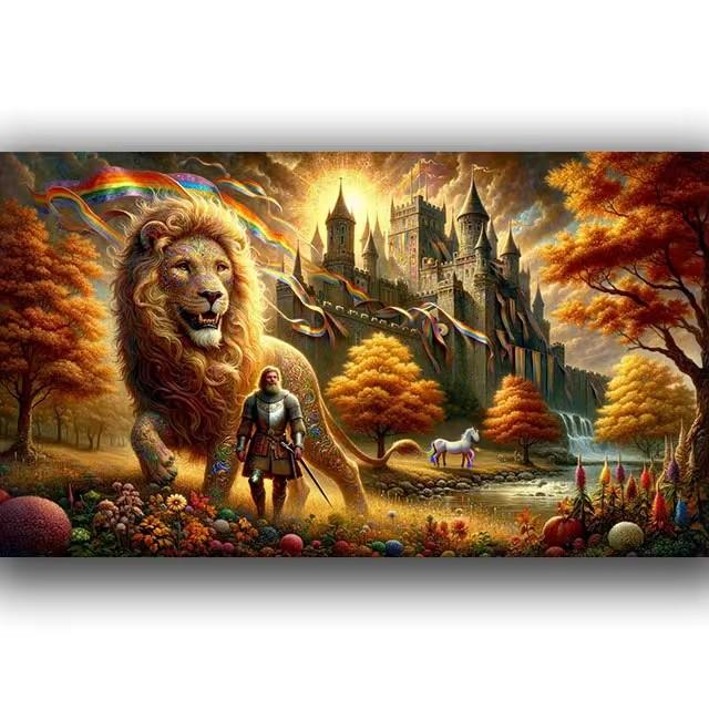 

Мистический Свирепый Тигр, Лев, Леопард Большая 5D DIY Алмазная Живопись Вышивка Крестом Облака Пейзаж Полная Мозаика Алмазная Вышивка Full Round 50x100CM