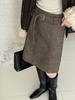 Damen Retro High-Waist Schlankmachender Wollrock mit Gürtel - Winter Vielseitiger Stil (Kurz)