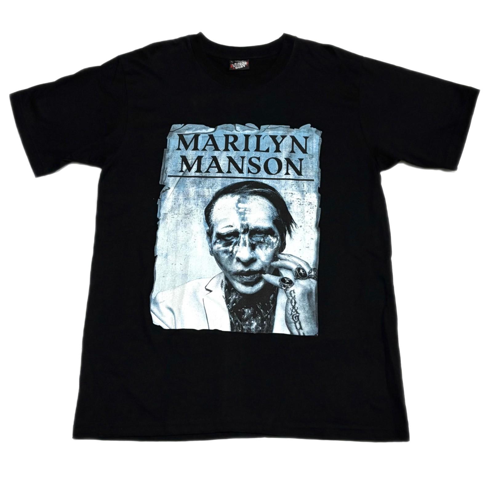 Vintage Marilyn Manson 90s Metal Band Black Size XL Double Sided T-Shirt REPRINT XXXL