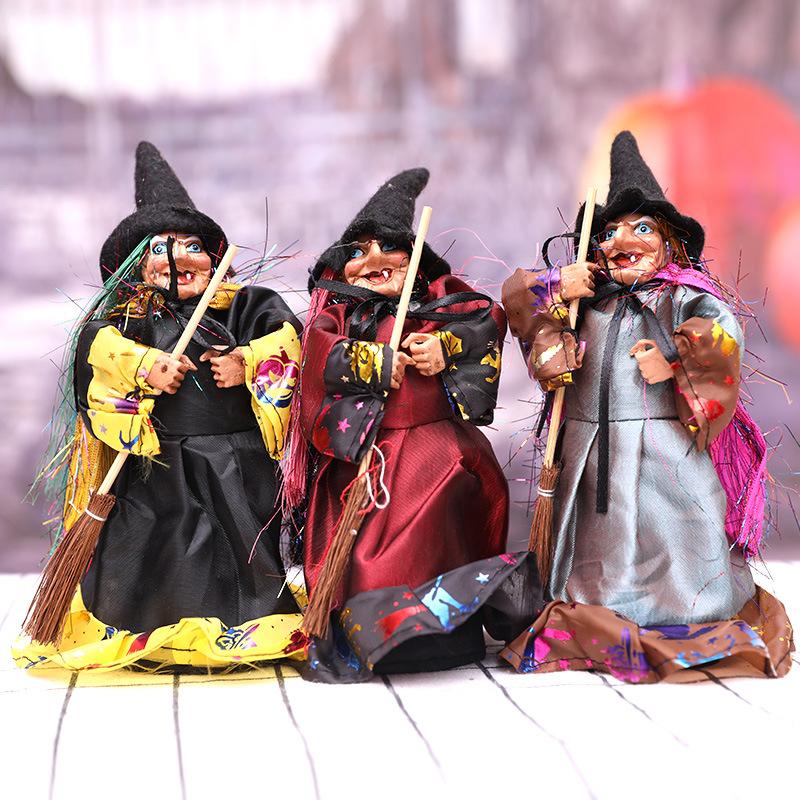 Halloween witch scene decoration small gifts, party props, brooms, witch figurines cm