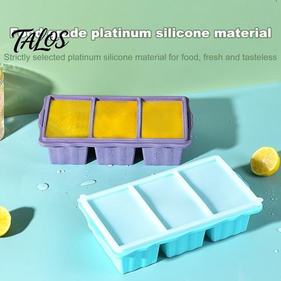 BPA-free Large Ice Cube Tray Silicone Freezer with Lid 3-Compartment And Oven Safe Mold for Soups Sauces BPA-Free Maker Easy-release