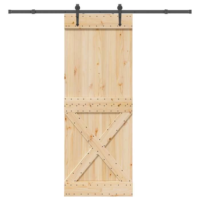 VidaXL Sliding Door and Hardware Kit 85x210 Cm Solid Pine 3332792