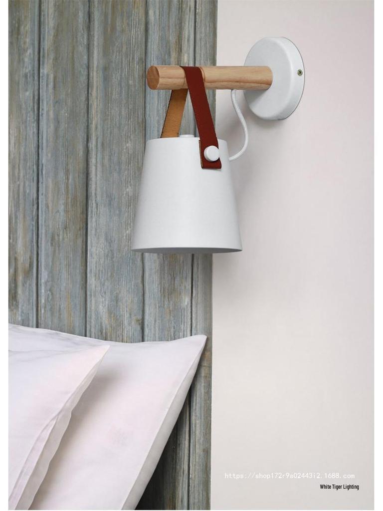 Retro Leather Belt Wall Lamp - Industrial Style Bedside Light for Bedroom or Corridor