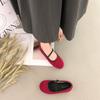 Huge Soft! Spring New Ballet Flats Comfortable Round Head Cow Flip Grandma Shoes Simple Soft Sole Beanie Shoes
