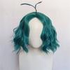 Inside Envy Peruk Cyan Färg Kort Lockig Vågig Peruk Halloween Cosplay Party Film Avundsjuka Kostymperuker