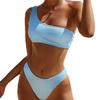 One Shoulder Bikini Strukturierte Bademode Hochgeschnittener Badeanzug Einfarbiger Badeanzug Damen Brasilianisch 2025 Mode