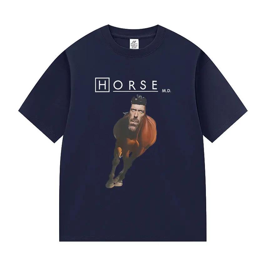 Horse_House MD Funny Meme Graphic T-shirt Mens Women Humor Style Short Sleeve T Shirts Casual Oversized High Quality Cotton Tees
