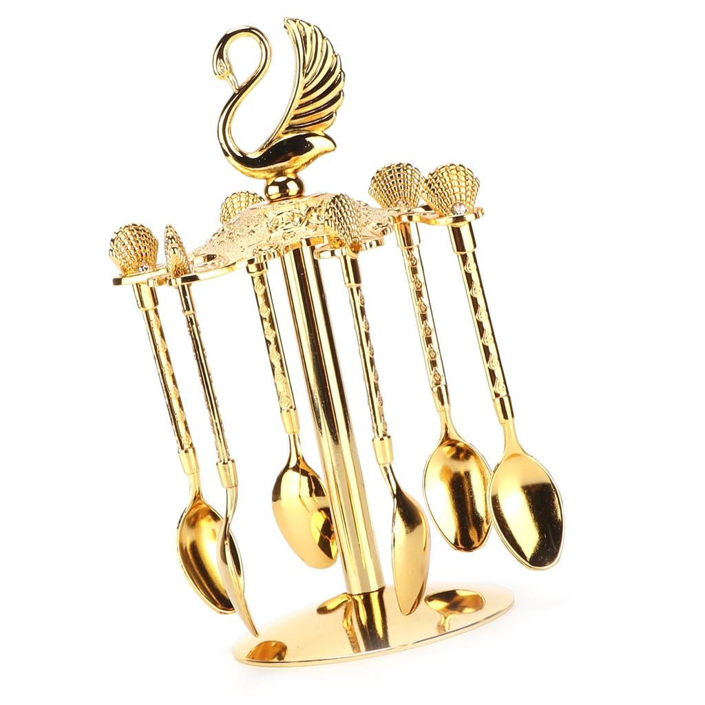 6 szt. Łyżeczka do kawy Kreatywna Złota Europejska Metalowa Łyżeczka do Deseru do Mieszania, Fotografowania, na Przyjęcie, do Lodów, Kawy
