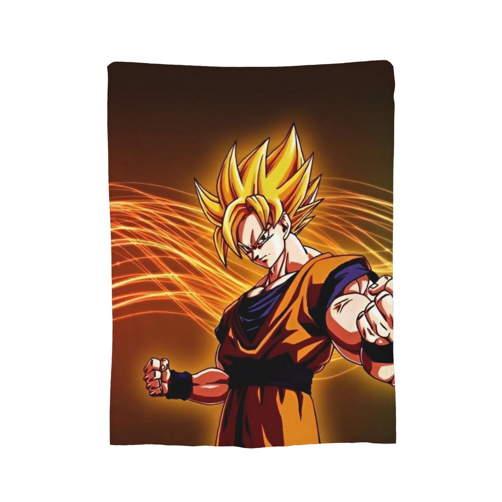 DBZ Goku Pattern Blanket Anime Characters Plush Funny Warm Throw Blanket for Coverlet Spring/Autumn,