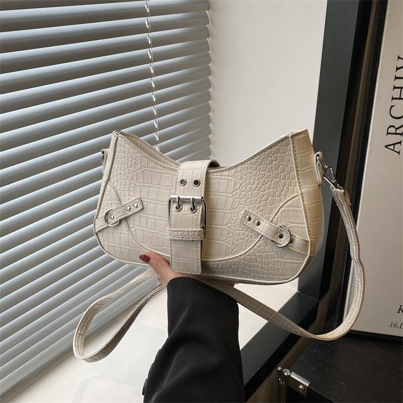 

Trend niche belt buckle design new fashion popular shoulder messenger bag high sense casual белый