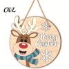 Retro Truck Xmas Signs 2D Christmas Wooden Door Hanger Ornaments, Santa Snowman Reindeer Welcome Wall Festive Front Sign, Rustic Farmhouse Tree