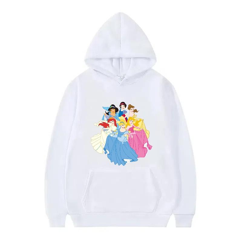 Disney Princess Pattern Woman Fashion Sporty Loose Black Spring Tops Clothes Pullovers Ladies Cheap Y2k Hoodies Men Sweatshirts