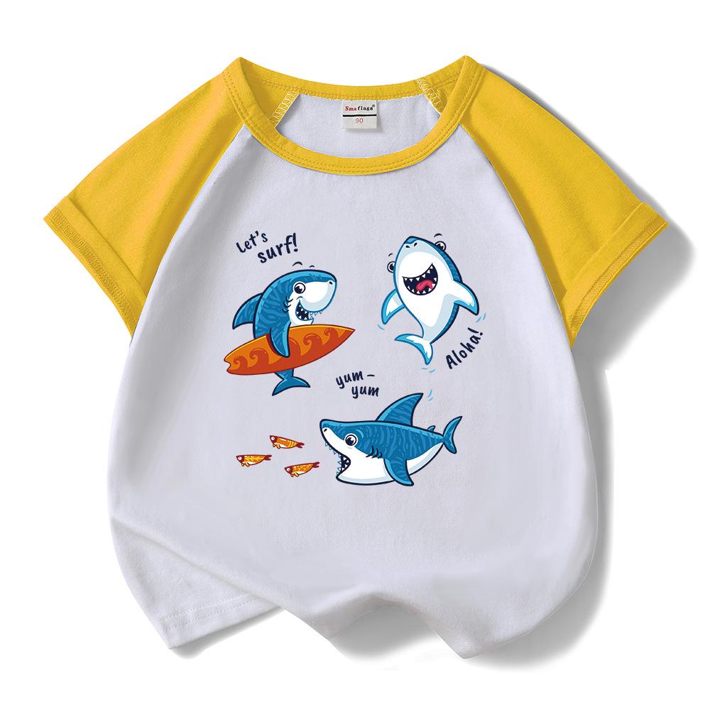 Baby Shark Boys & Girls Cotton Summer Set 2025: Cartoon Short Sleeve T-shirt & Shorts Two-Piece