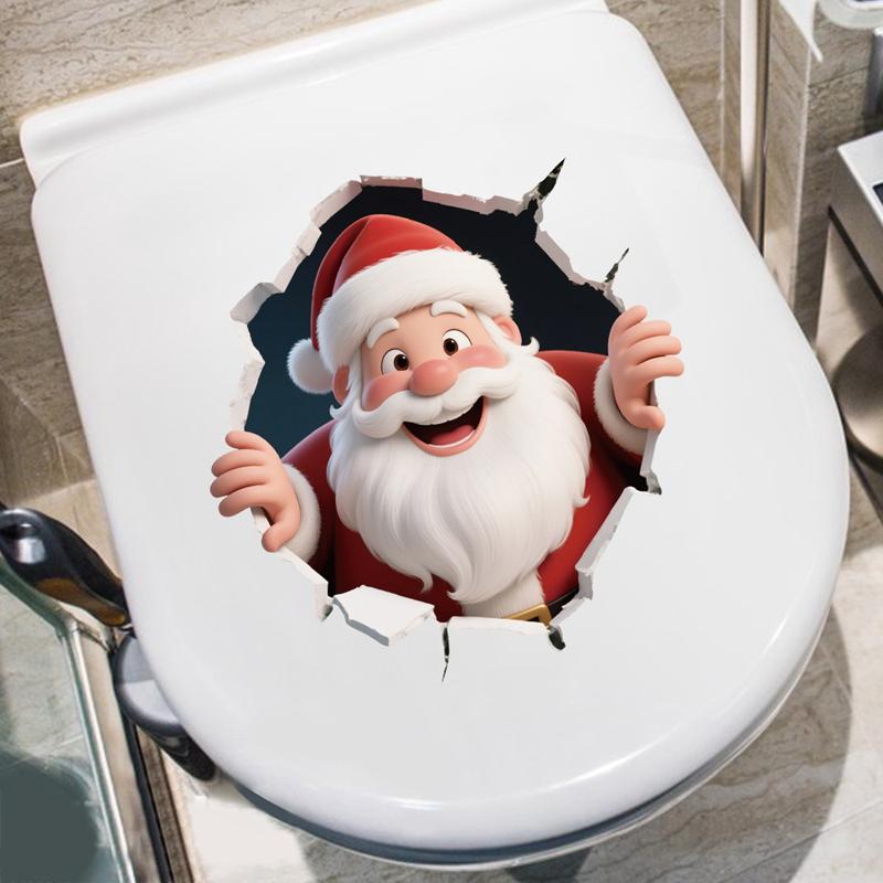 Santa Claus Christmas Toilet Stickers Merry Christmas Party Decoration Xmas Bathroom Decor Navidad Natal New Year Gift