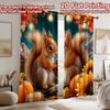 2D Flat Printing 2pcs Party Curtains Cute Squirrels Autumn Scene Digital Printed Polyester Drapes Party Decorations for Home