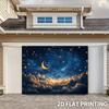 2D Dreamy Moon Tapestry Golden Crescent, Starry Sky and Sunlit Clouds Wall Art