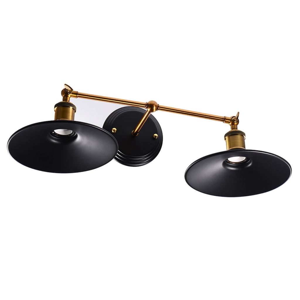 Vintage Industrial E27 Wall Light Lamp Holder with Lampshade for Home Hotel Decor (Double Head)