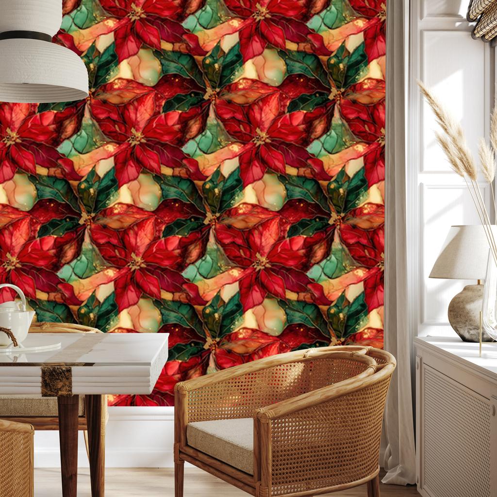 Ink Wallpaper Red, Burgundy and Orange for Living Room and Bedroom 50x1000