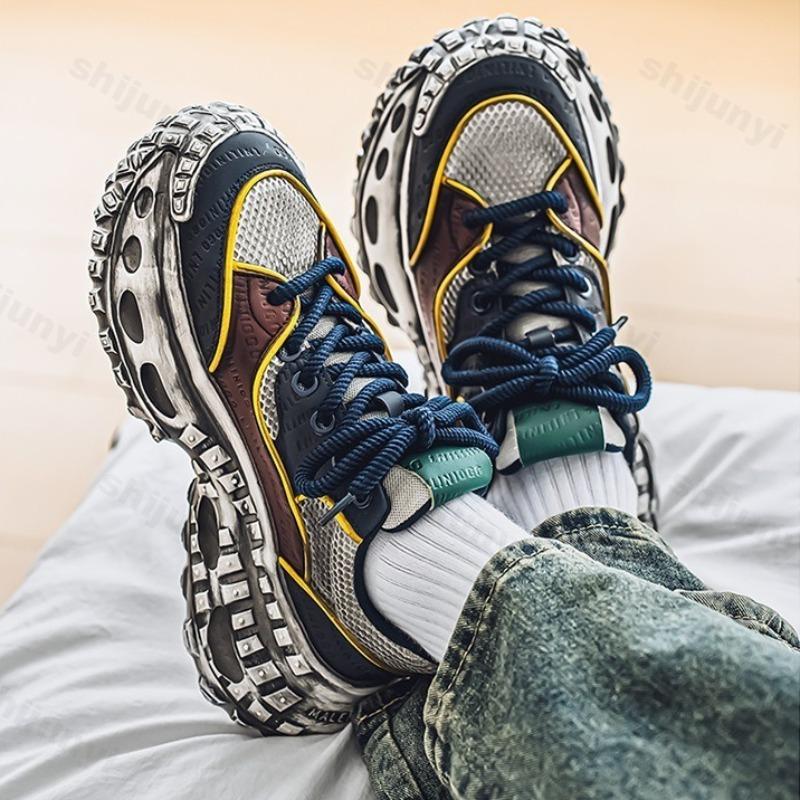 Fashion Men's Casual Sports Shoes 2025 Spring New Mesh Breathable Versatile Thick Sole Shoes Fashion Comfortable Low Top Chunky sneakers