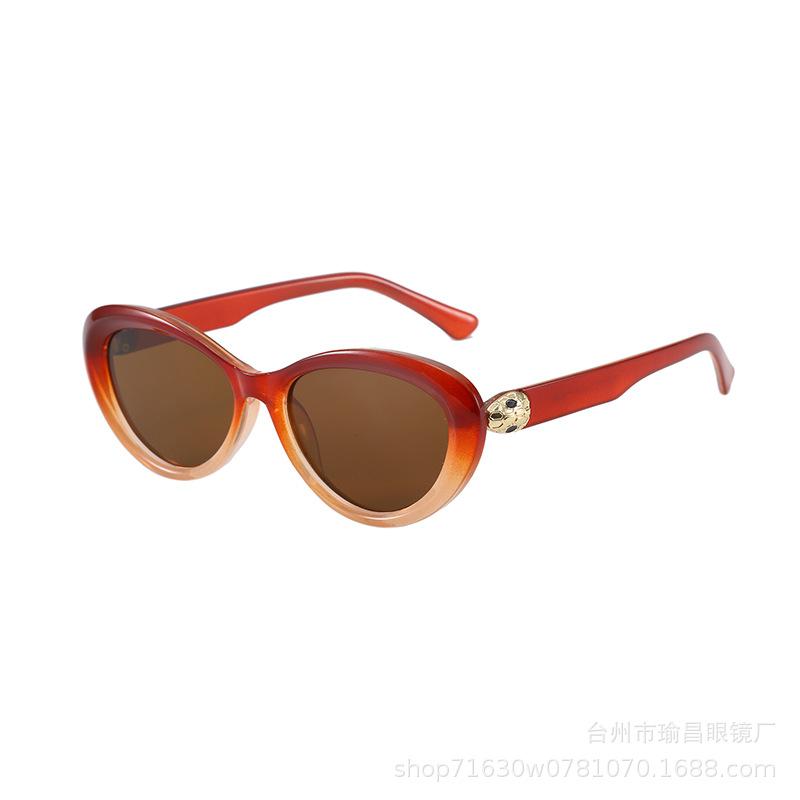 New European and American style sunglasses, anti-ultraviolet snake head metal decorative sunglasses, high-end street photography artifact woman