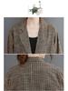Damen 2024 Herbst Retro Baumwolle Leinen Gestreifter Blazer & Weitbeinige Hose Set