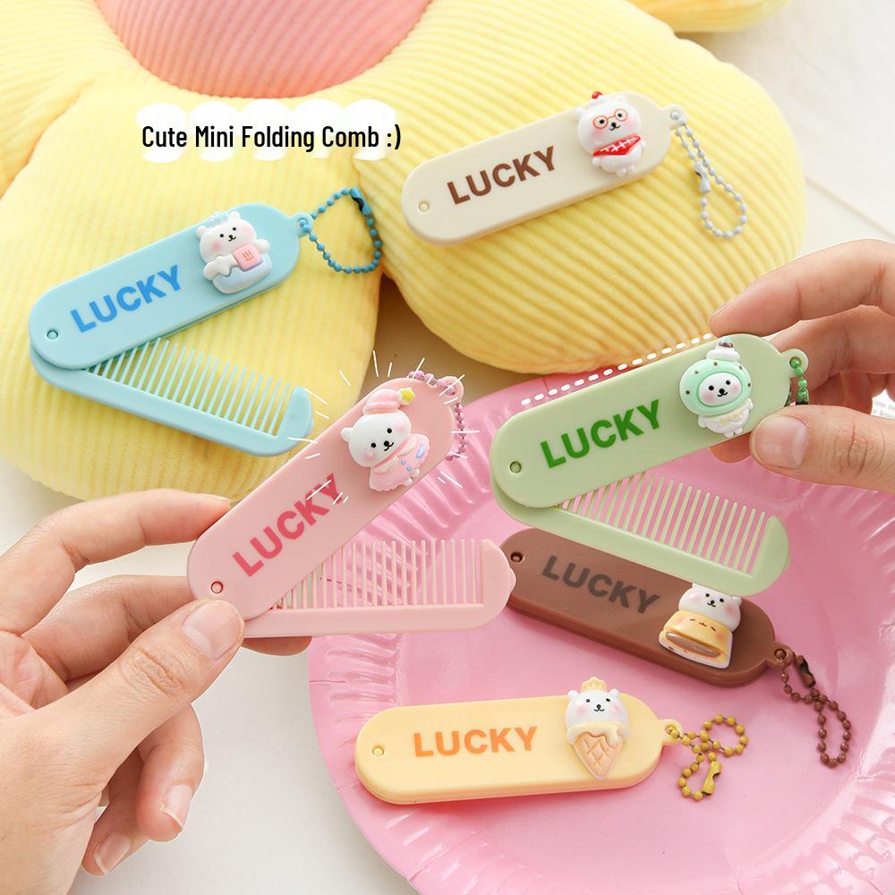 Portable Cartoon Folding Comb for Kids & Women's Bangs - Cute & Compact Hair Styling Tool
