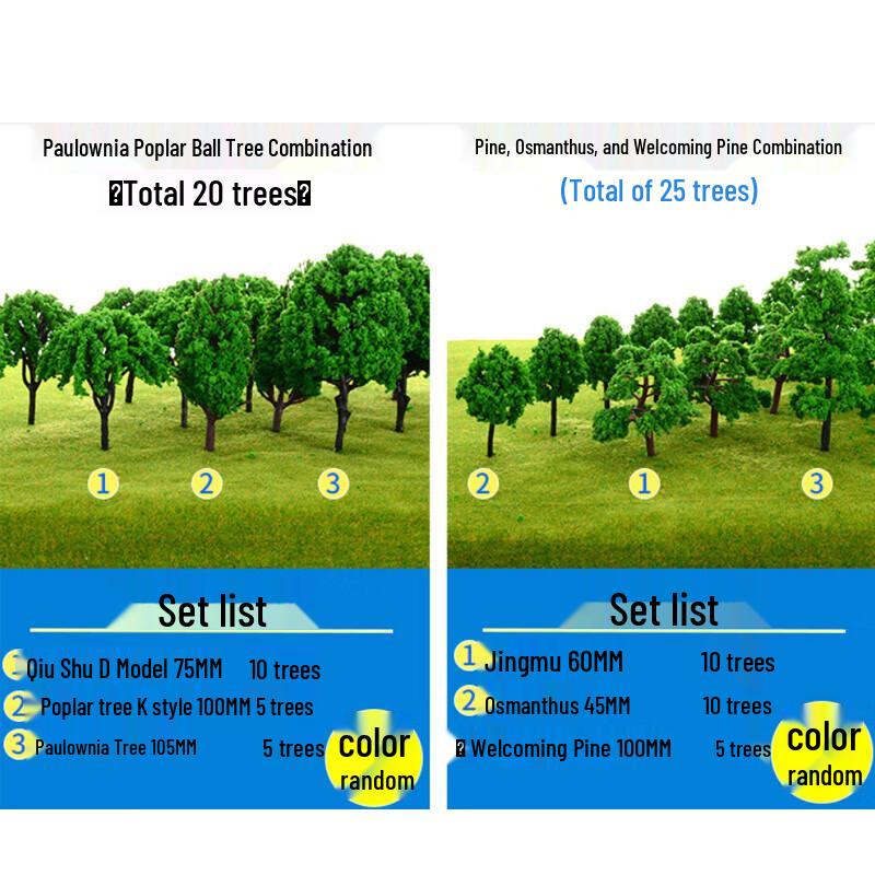 40 Pcs Yellow-Green Model Trees for Sandbox Training