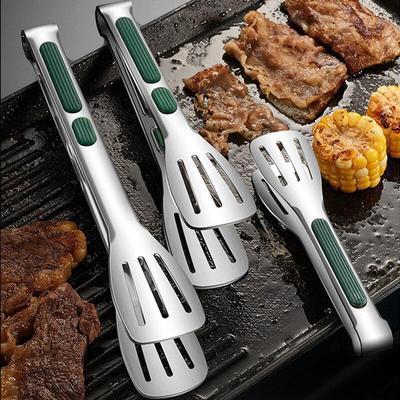 1pcs 17/23/28cm Non-slip Stainless Steel Kitchen Food Tongs Barbecue Meat Bread Clip Barbecue Clip Cooking Accessories Outdoor Grill Clip