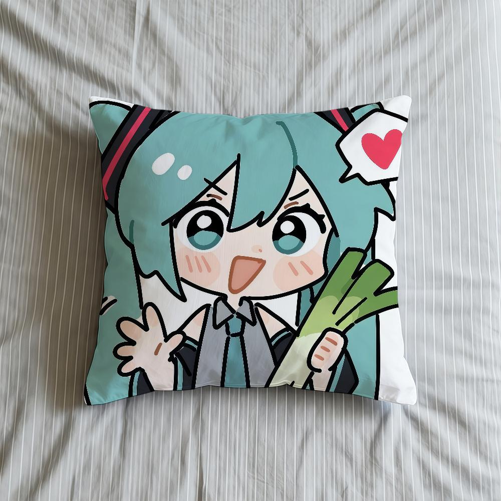Cushion Cover M-MikuS-ES Soft Case H-HatsuneS-ES Sofa Living Room Home Comfortable Office Cute Decor Cartoon Protective Pillow