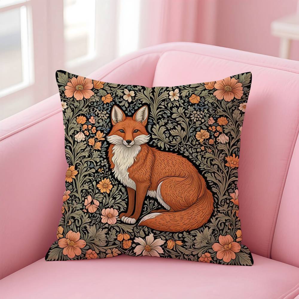 

William Morris Art Fox Pillow Case Comfort Sofa Bed Silky elegant Invisible zipper Custom Decorative cushion cover 40cmx40cm