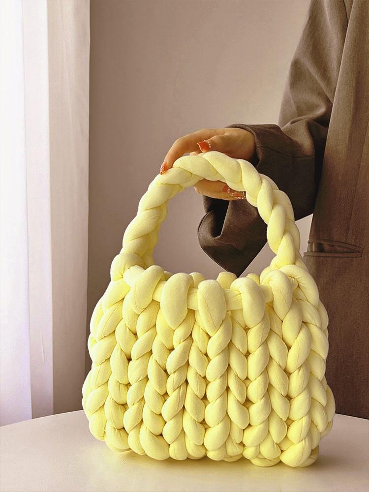 Icelandic Wool DIY Chunky Knit Korean-Style Tote Bag