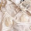 New French Thin Strap Lace Underwear Women's Suit, Thin Small Triangular Cup, No Steel Ring, No Trace, Breathable Bra Cover