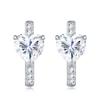 Heart Shape Moissanite Hoop Earrings 925 Sterling Silver Huggie Earring Dainty Love Heart Moissanite Jewelry for Gift Women