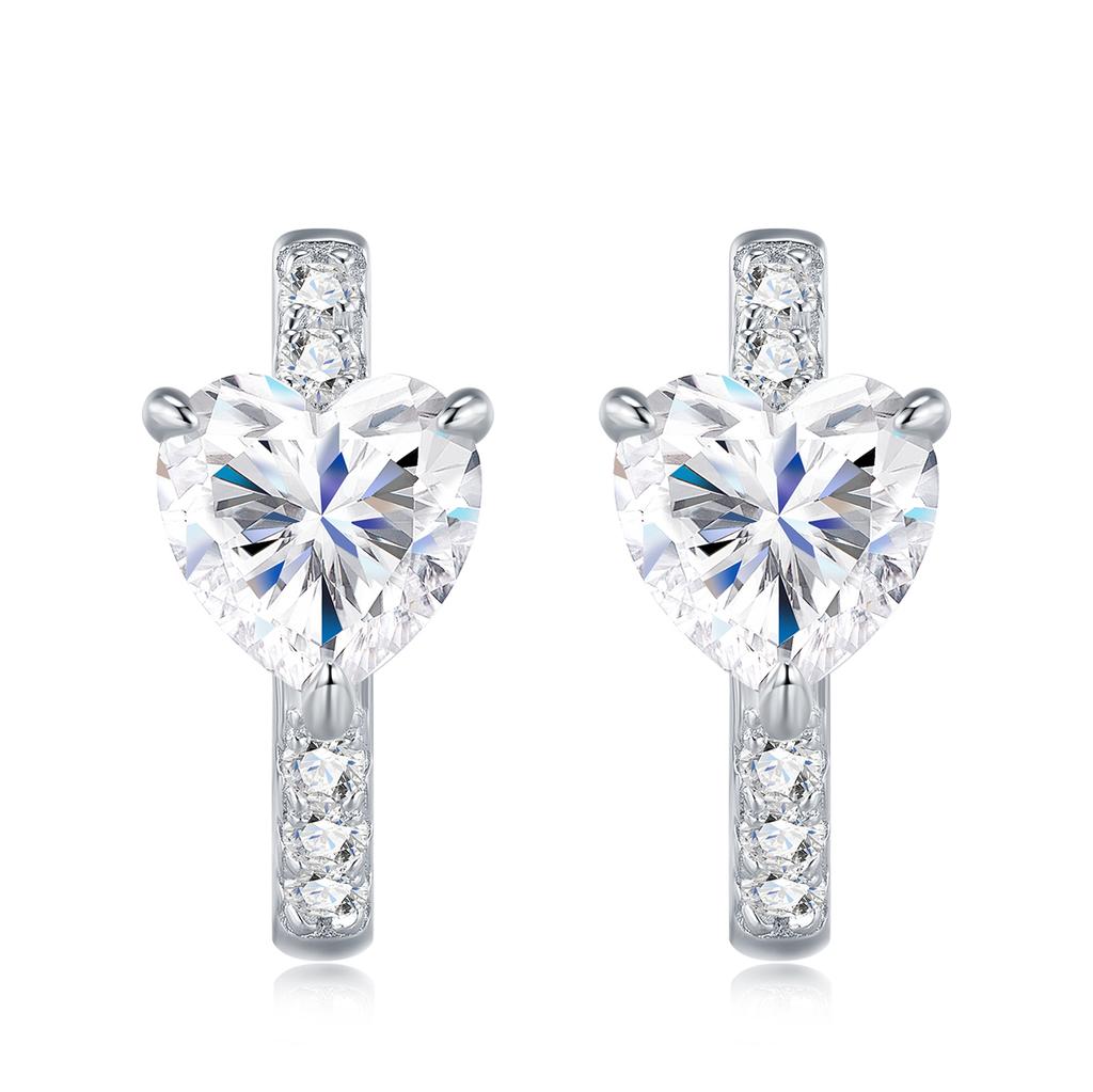 Heart Shape Moissanite Hoop Earrings 925 Sterling Silver Huggie Earring Dainty Love Heart Moissanite Jewelry for Gift Women