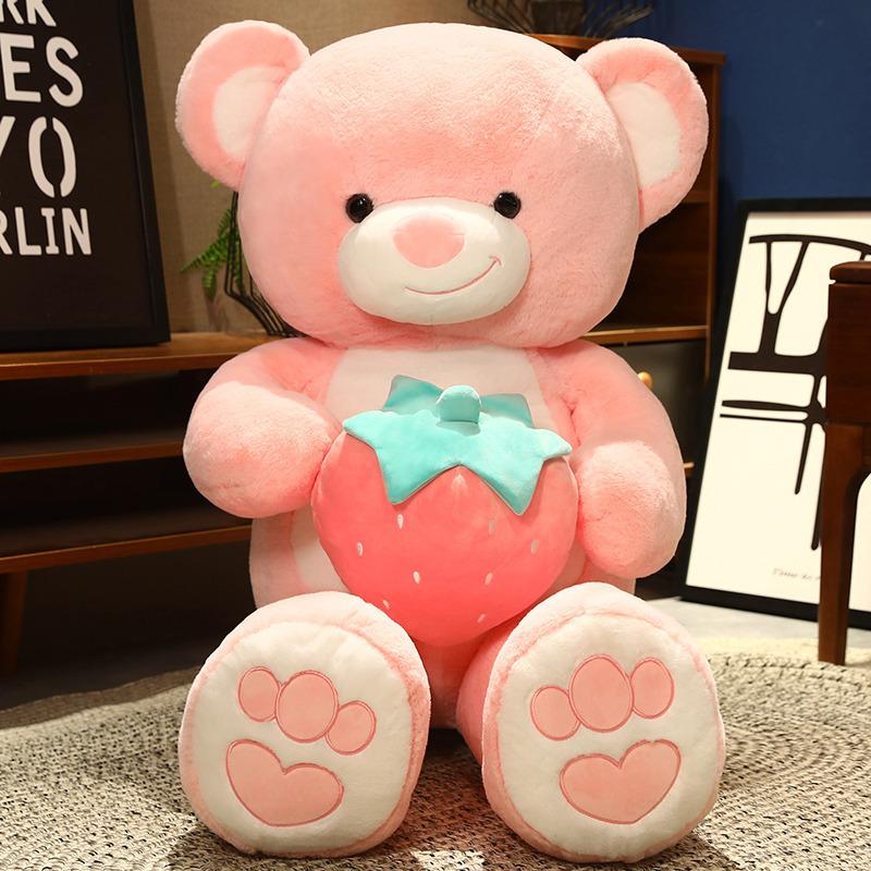 Large Red Strawberry Bear Doll Cute Big Bear Plush Doll For Girlfriend Valentine'S Day Hug Bear Gift