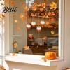 Static Cling Window Decals Autumn Maple Leaf And Lantern Sticker Double Sided PVC Waterproof Thanksgiving Party Decor Decals Removable Electrostatic