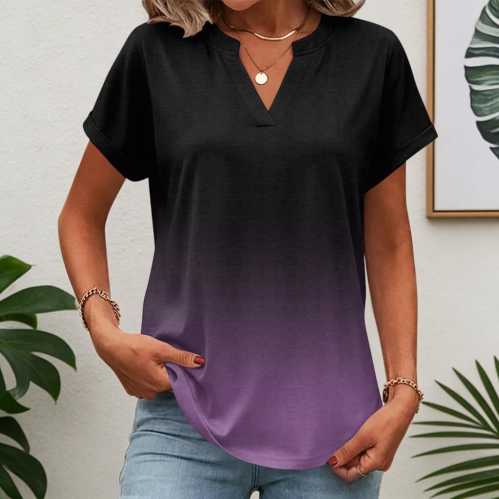 Dames tops: T-shirt met korte mouwen, zomerse V-hals shirts, werkblouses, zakelijke tunieken