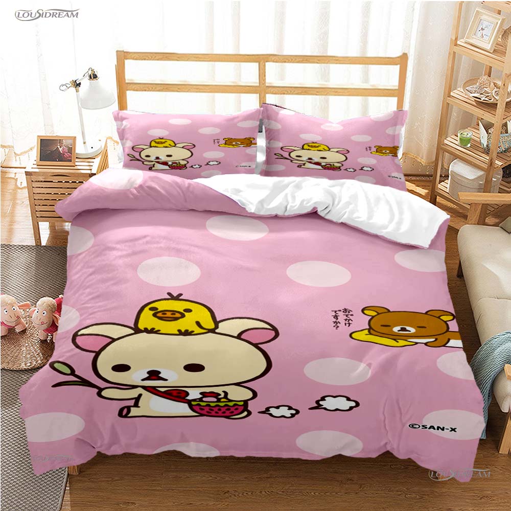 Cute Cartoon M-MAMEGOMA All Season Duvet Cover Kawaii Bedding Set Soft Quilt Cover and Pillowcases Teen Single/Double/Queen/King