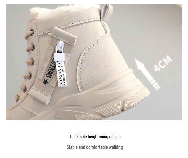 W2557 Women's Trendy 2024 Winter Martin Boots - Thick-Soled, Plus Velvet Cotton Shoes for Heightening and Street Style